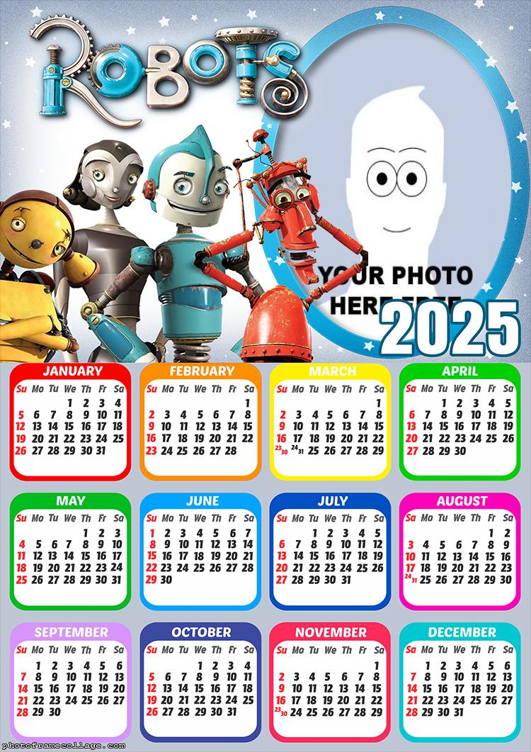 Calendar 2025 Robots Picture Frame Collage