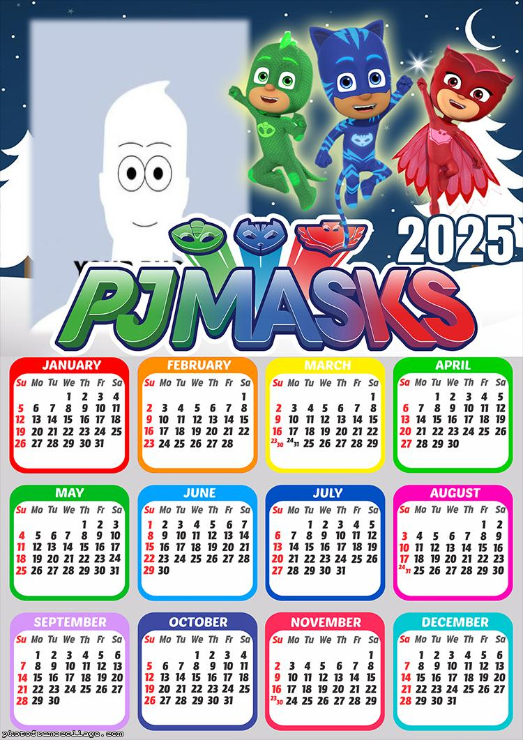 Calendar 2025 Pj Masks Picture Frame Printable