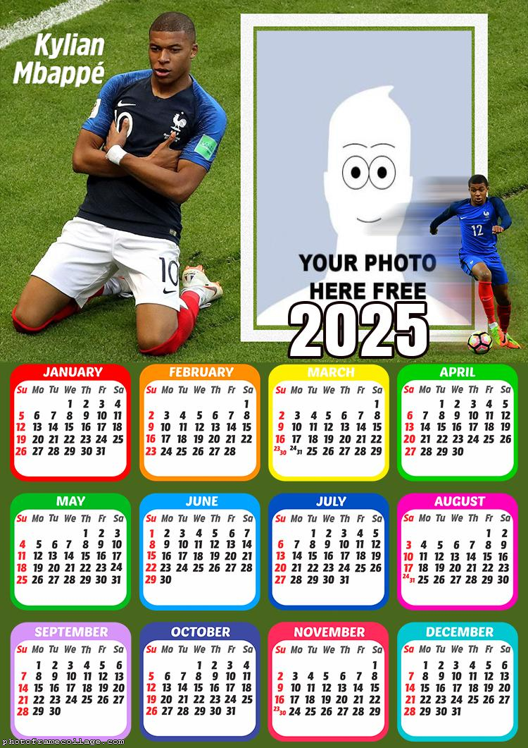 Calendar 2025 Kylian Mbappe Picture Frame Digital