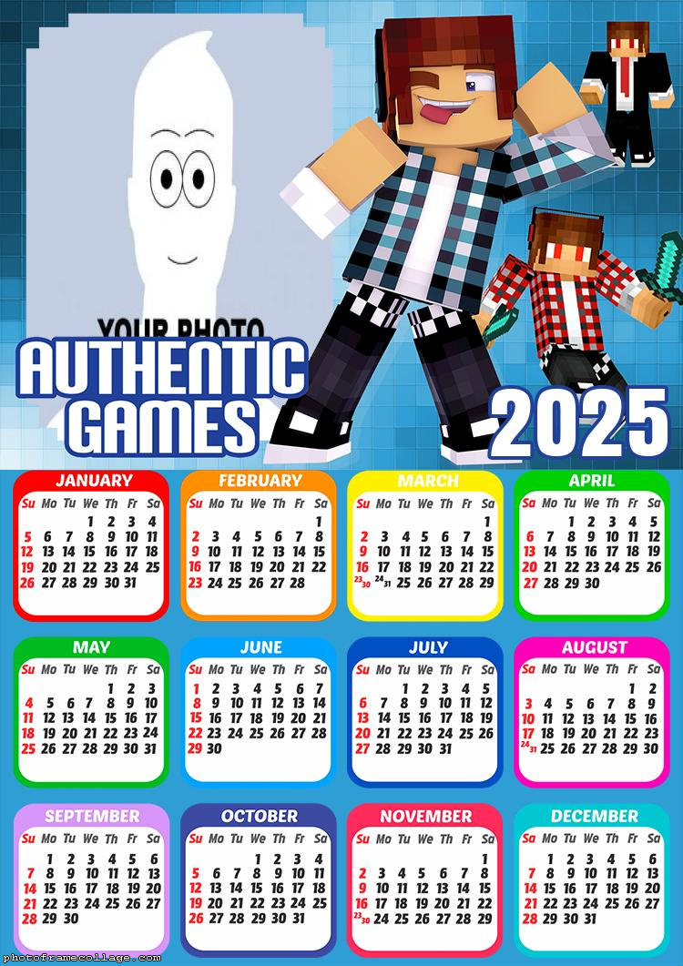 Calendar 2025 Authentic Games Picture Frame