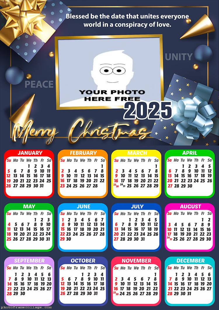 Calendar 2025 Merry Blessed Christmas