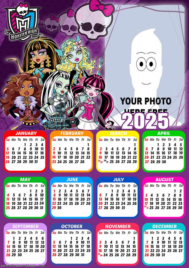 Calendar 2025 Monster High Frame Digital