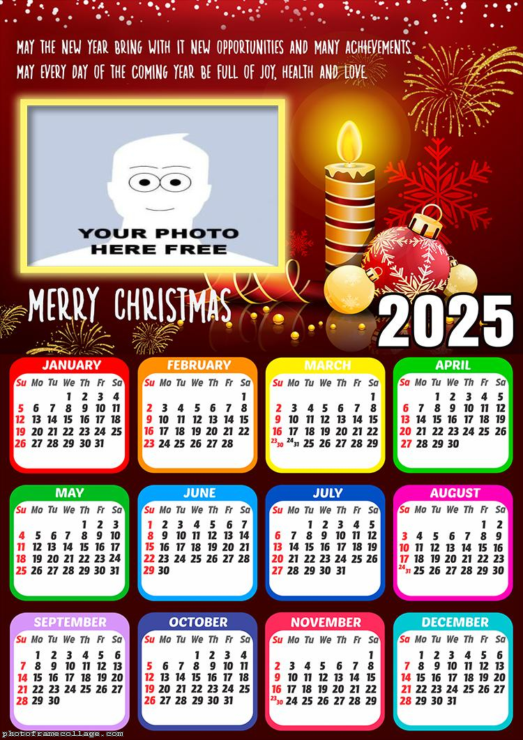 Photo Calendar 2025 Merry Christmas and Happy New Year