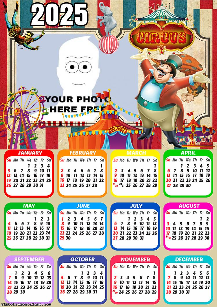 Picture Frame Calendar 2025 Circus Vintage