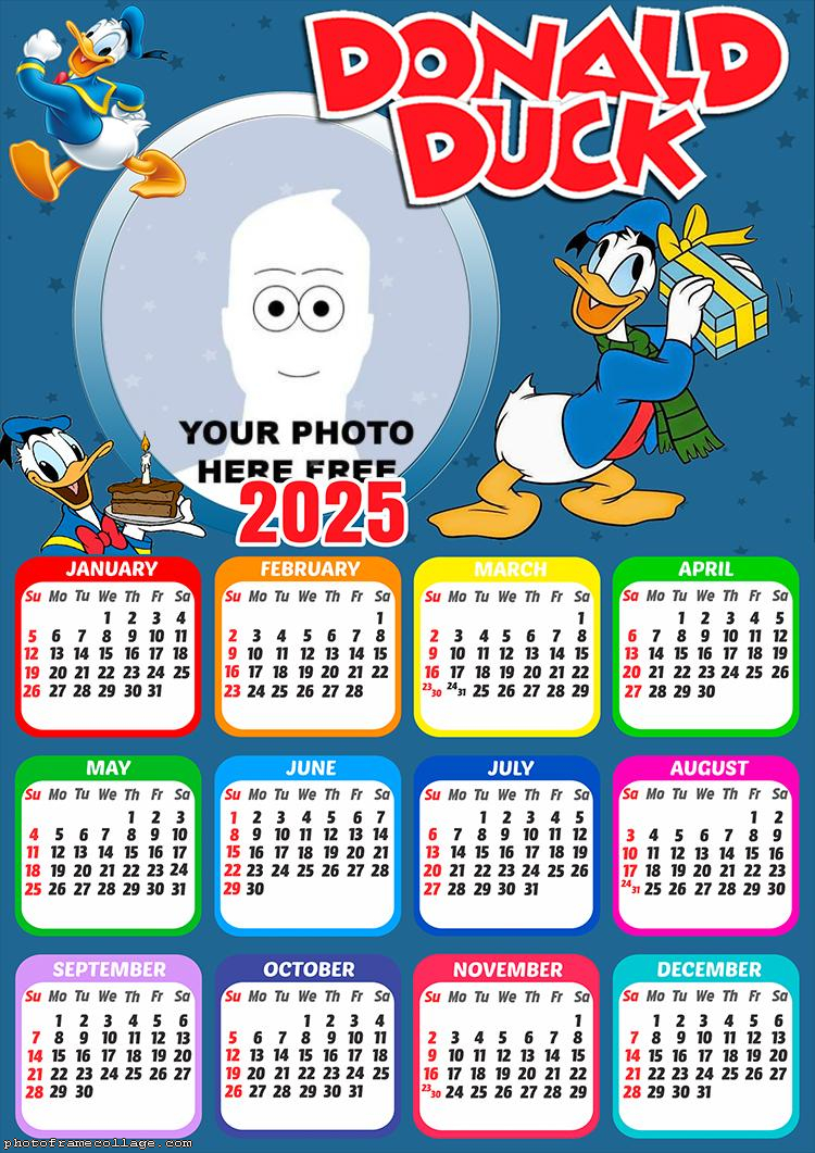 Photo Calendar 2025 Donald Duck