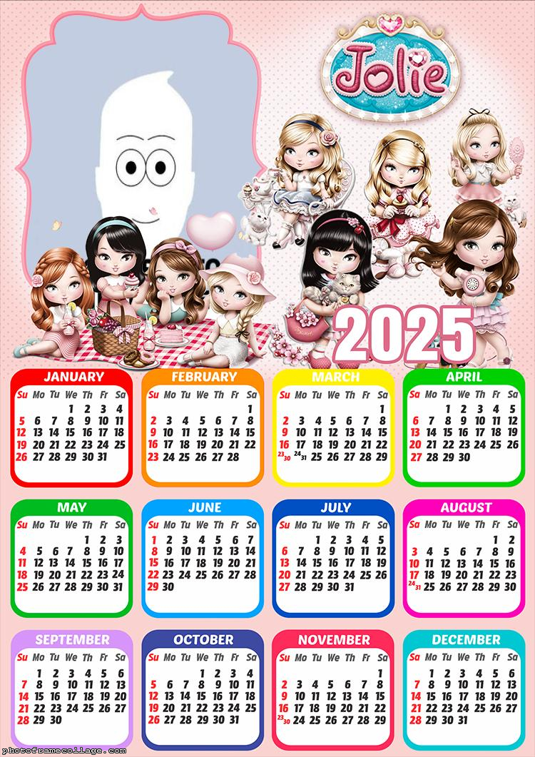 Calendar 2025 Jolie Photo Collage Online