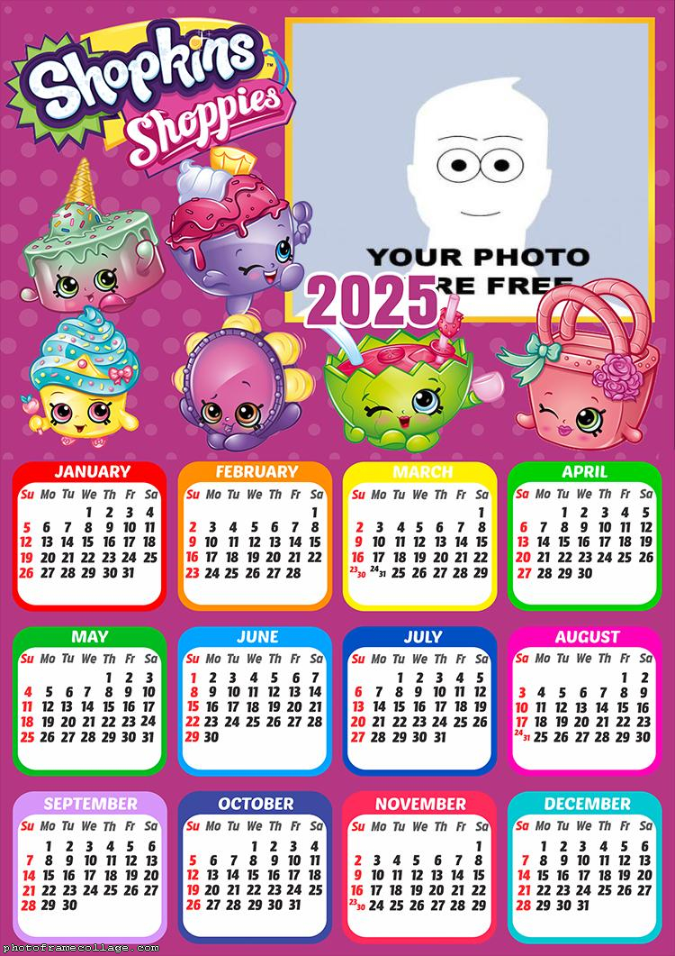 Calendar 2025 Shopkins Shoppies Picture Frame Collage