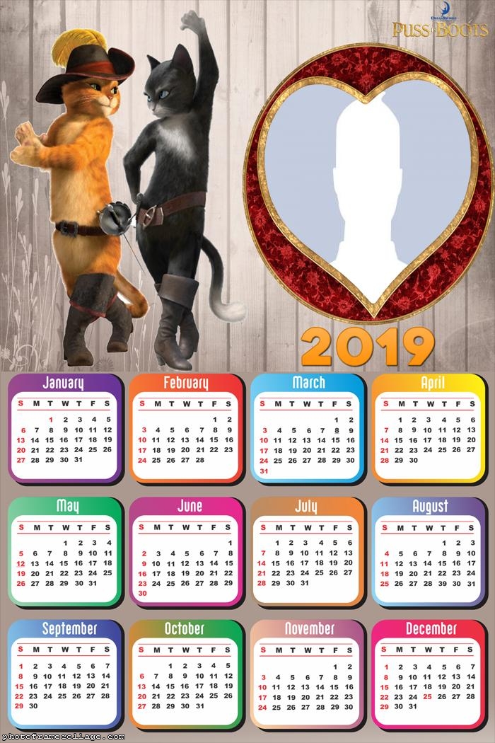 Puss in Boots Calendar 2019 Picture Frame