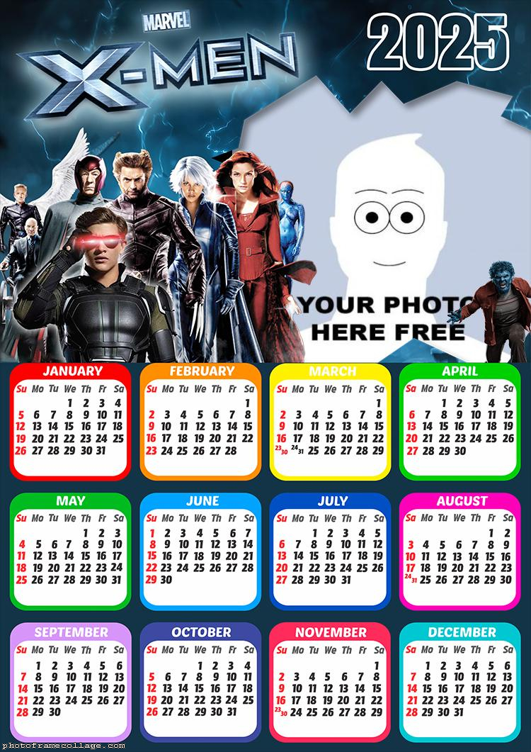 Calendar 2025 X Men Photo Collage Frame