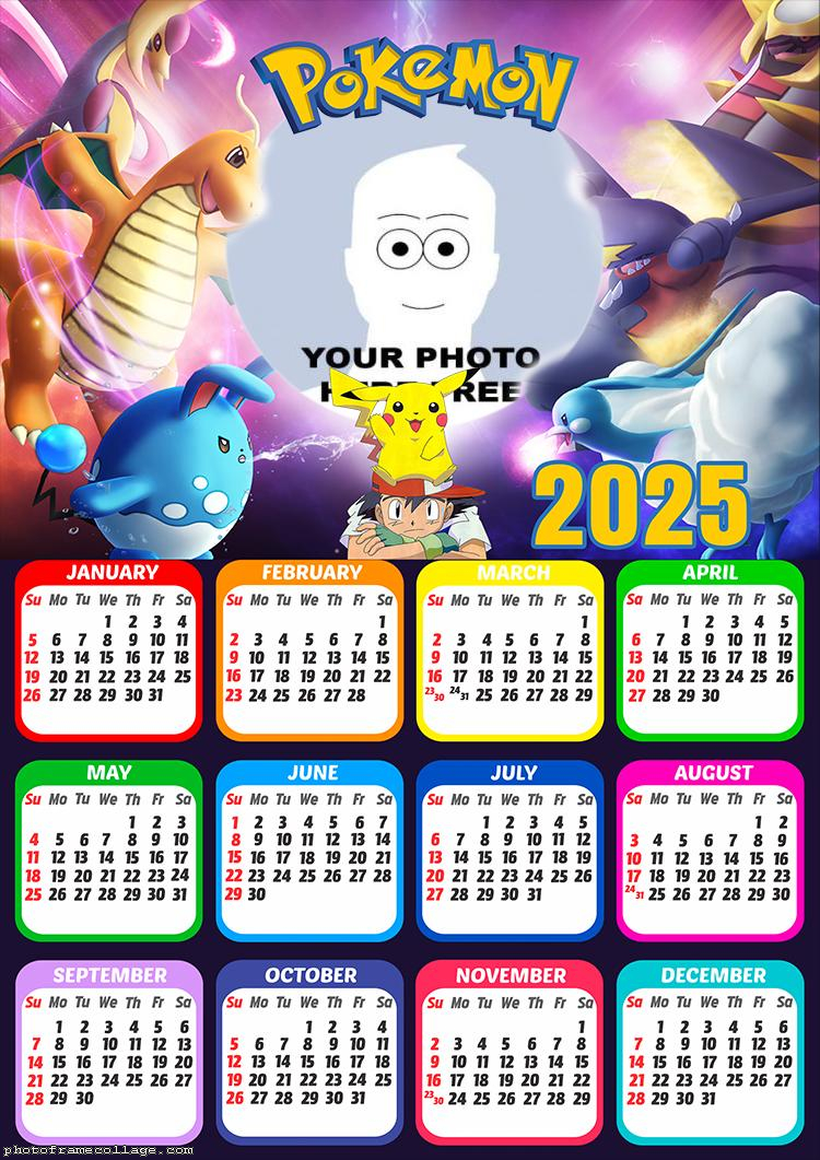 Calendar 2025 Pokemon Picture Frame Collage