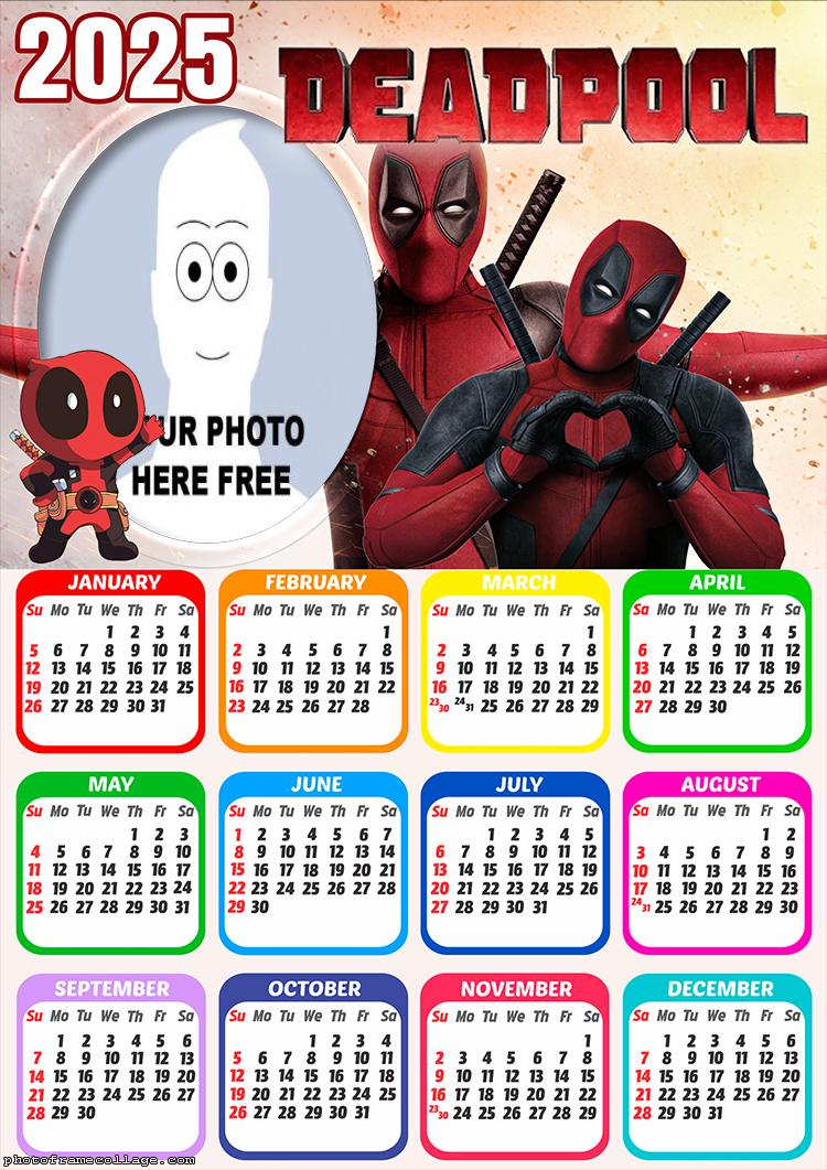 Picture Frame Calendar 2025 Dead Pool