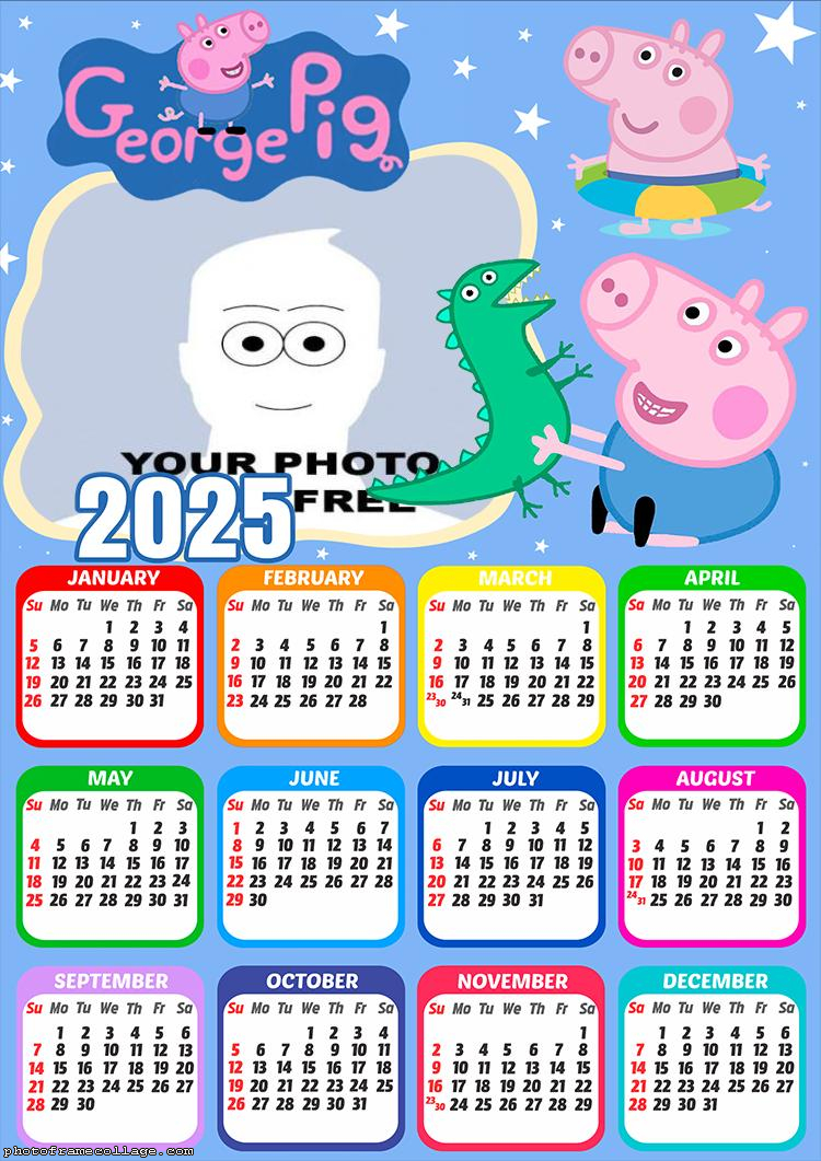 Calendar 2025 George Pig Frame Collage