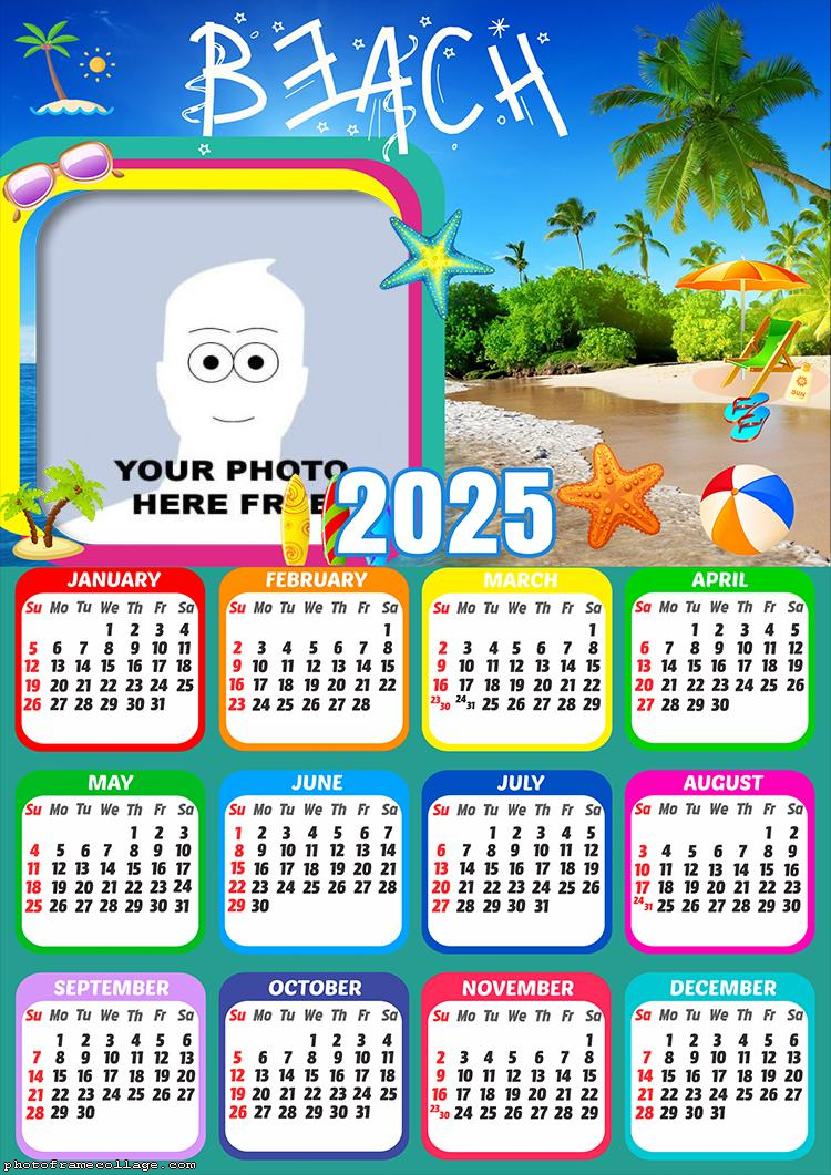 Photo Calendar 2025 Beach