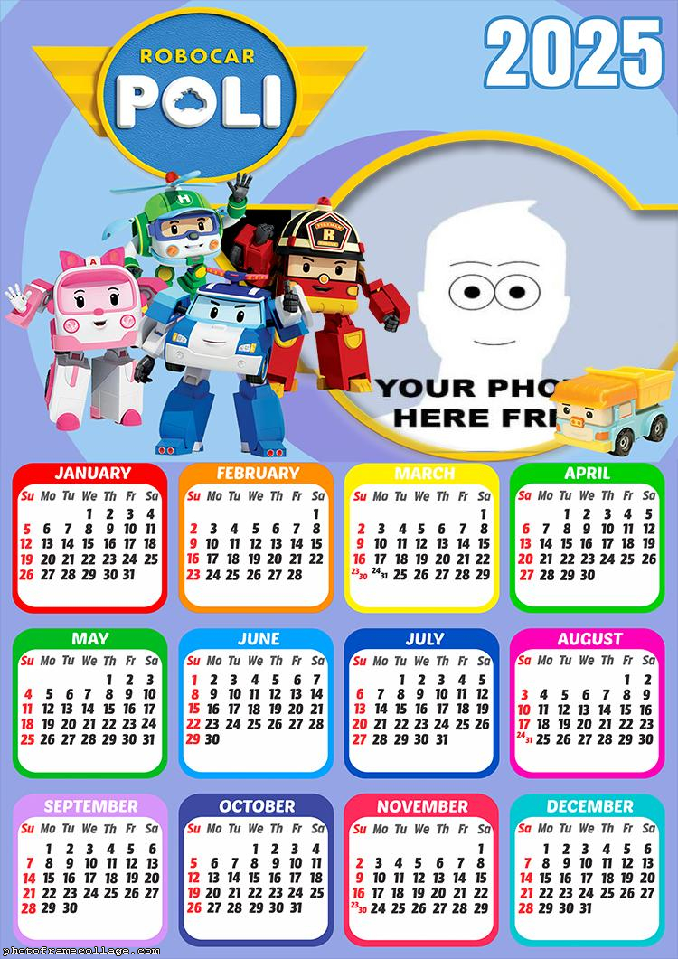 Calendar 2025 Robocar Poli Picture Frame Collage