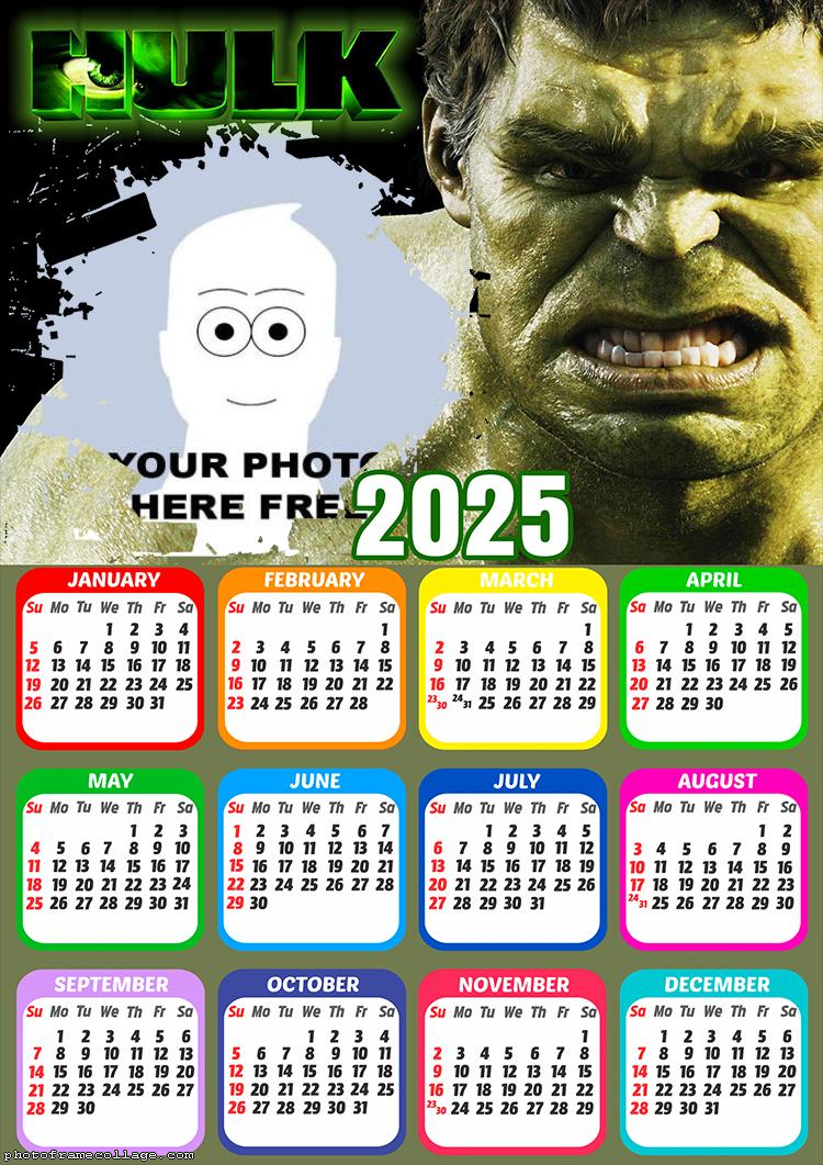 Calendar 2025 Hulk Frame Collage