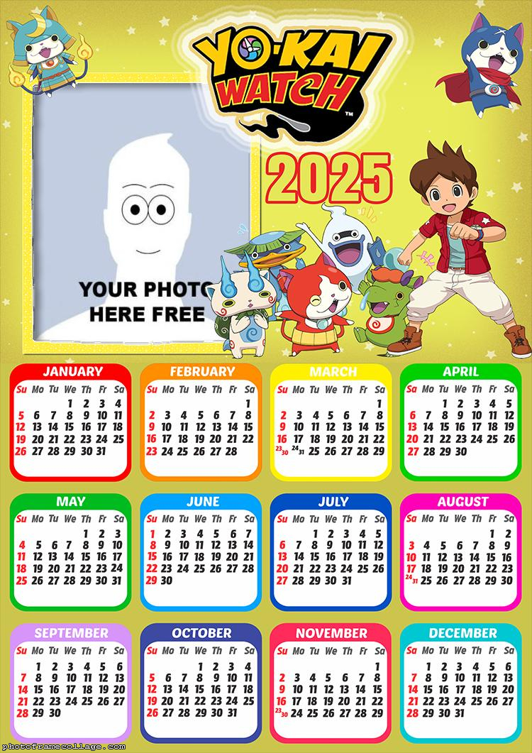 Calendar 2025 Yo Kai Watch Photo Collage Frame Picture Frame