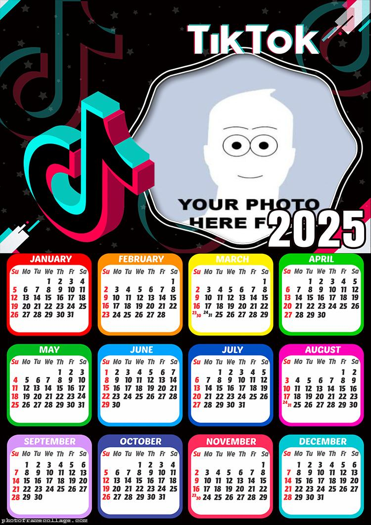 Calendar 2025 Tik Tok Photo Collage Frame