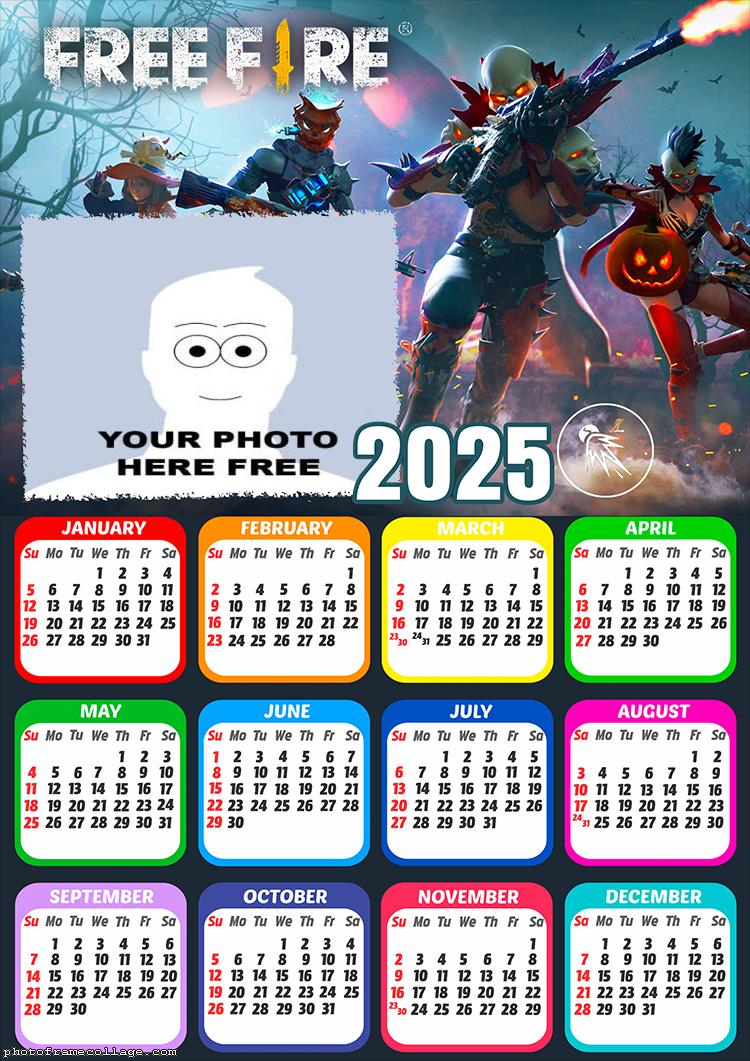 Calendar 2025 Free Fire Frame Collage