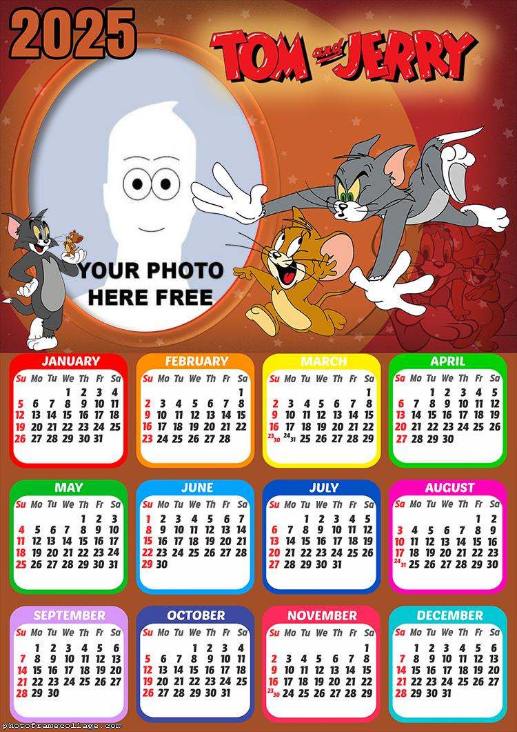 Calendar 2025 Tom and Jerry Photo Collage Frame