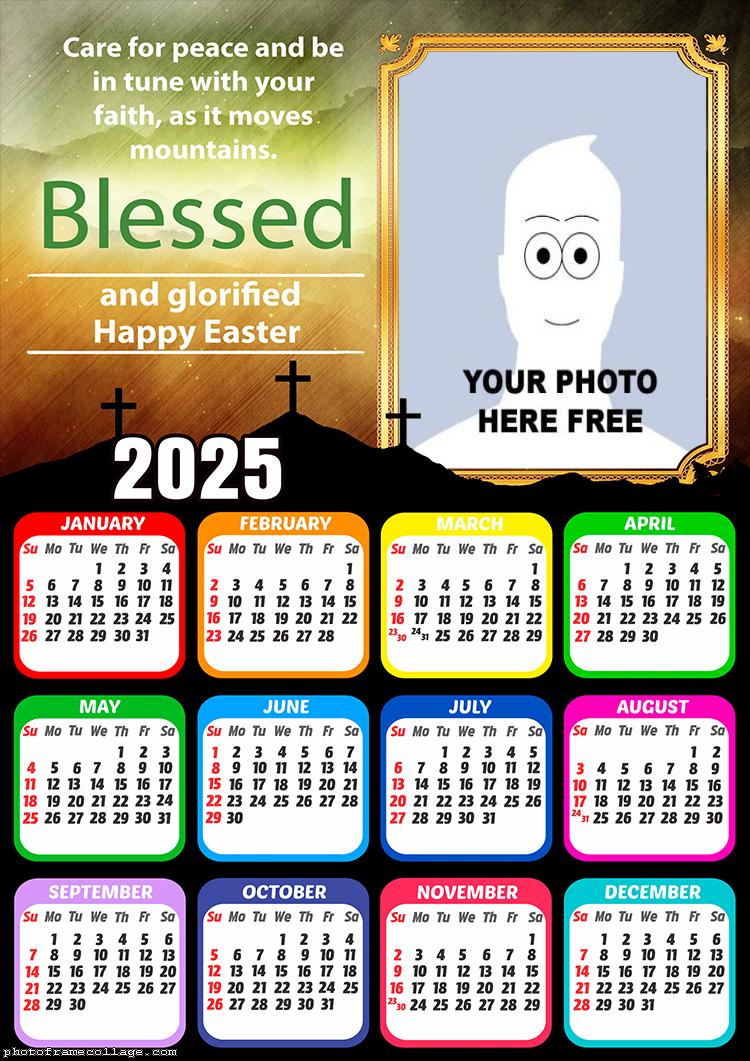 Calendar 2025 Blessed Happy Easter