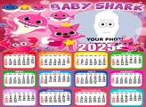 Calendar 2025 Baby Shark Girl Pink Picture Frame