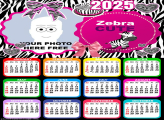 Calendar 2025 Zebra Cute Picture Collage